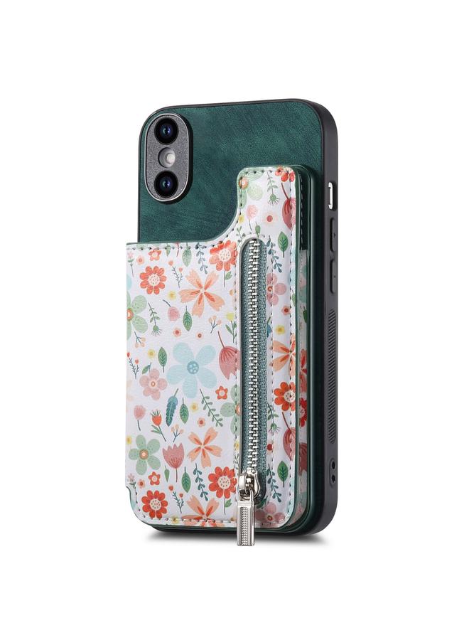S-TOP Case For iPhone XS Max Retro Painted Zipper Wallet Back Phone Case - Image 1