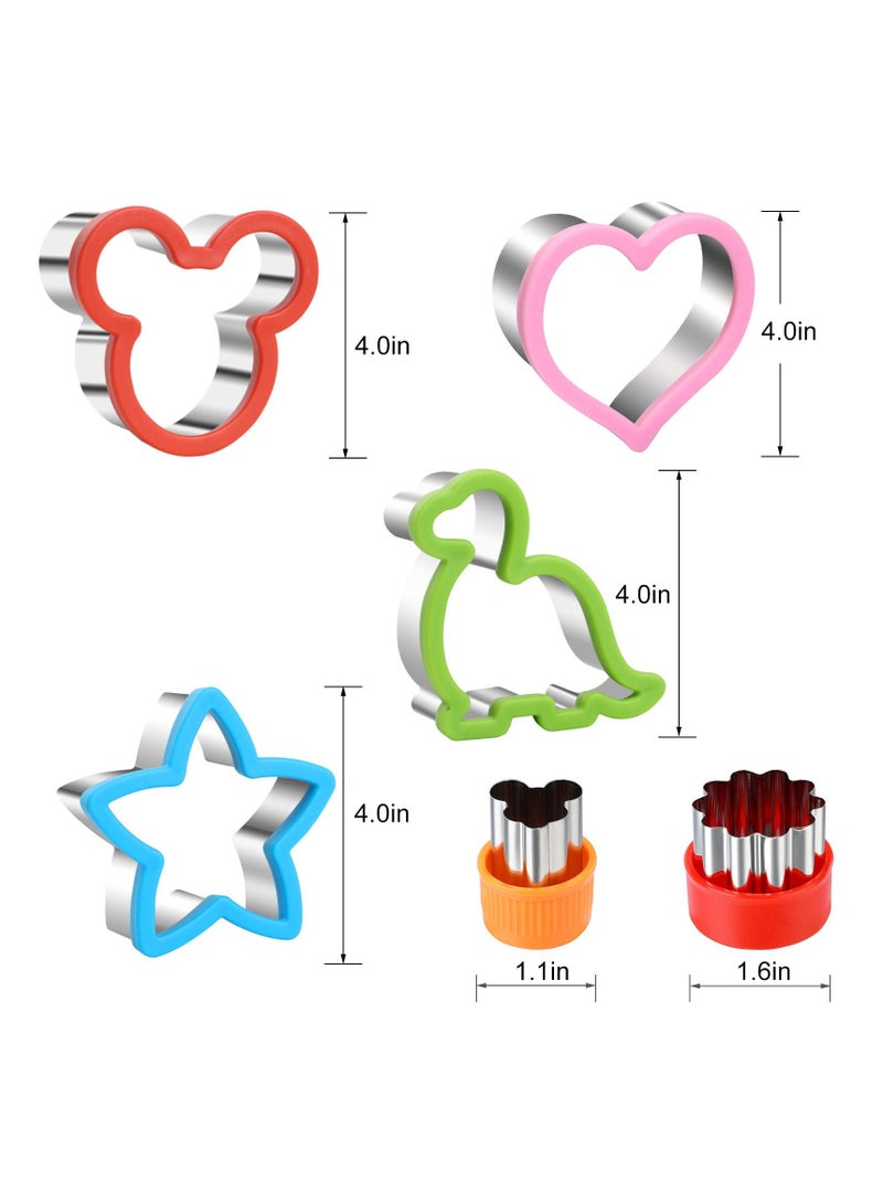 DOUGEI Sandwich Cutters for Kids Lunch 12 Pcs, Cookie Cutters Set, Vegetable Fruit Cutters Shapes, Stainless Steel Biscuit Cutters, Dinosaur Mouse Heart Star  - Image 2