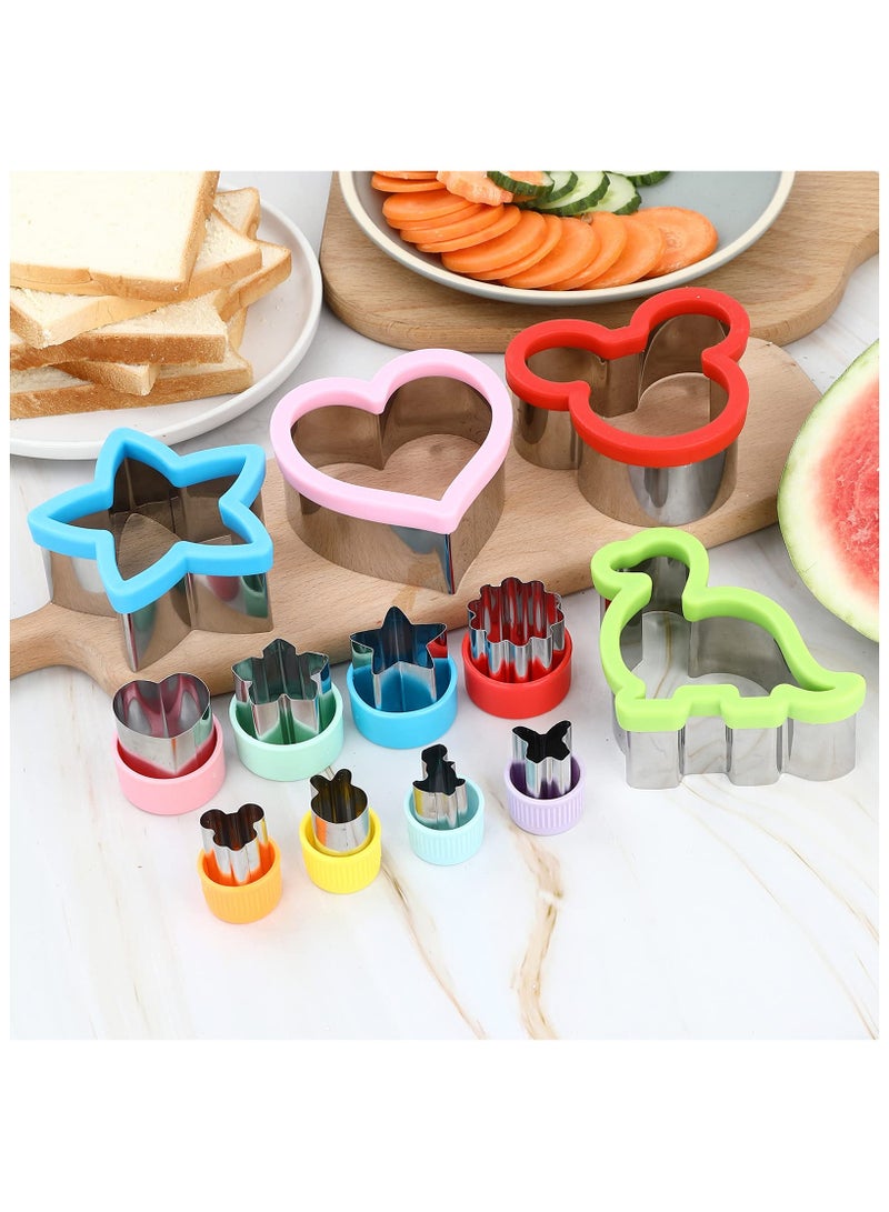 DOUGEI Sandwich Cutters for Kids Lunch 12 Pcs, Cookie Cutters Set, Vegetable Fruit Cutters Shapes, Stainless Steel Biscuit Cutters, Dinosaur Mouse Heart Star  - Image 3