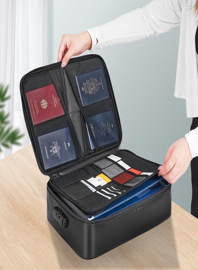 Minitul Document Storage Organizer Bag Pouch with Number Code Lock - Multilayer, Water Resistant, Fireproof & Portable Document File Bag with Zipper for Home, Office, Travel, File Storage Box - Image 3
