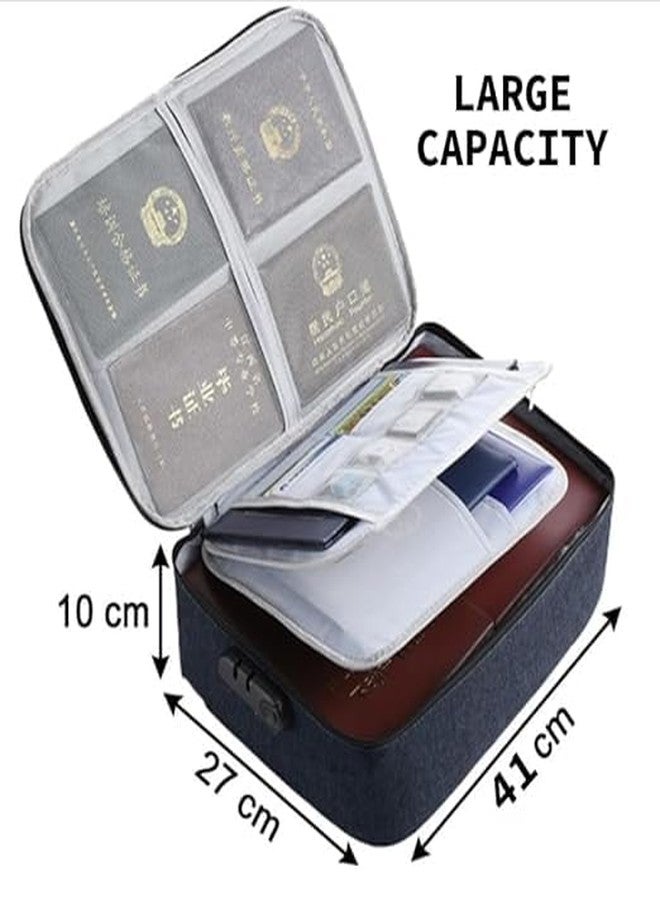 Minitul Document Storage Organizer Bag Pouch with Number Code Lock - Multilayer, Water Resistant, Fireproof & Portable Document File Bag with Zipper for Home, Office, Travel, File Storage Box - Image 2