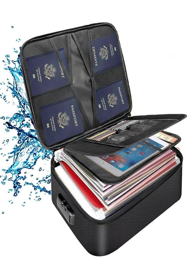 Minitul Document Storage Organizer Bag Pouch with Number Code Lock - Multilayer, Water Resistant, Fireproof & Portable Document File Bag with Zipper for Home, Office, Travel, File Storage Box - Image 1