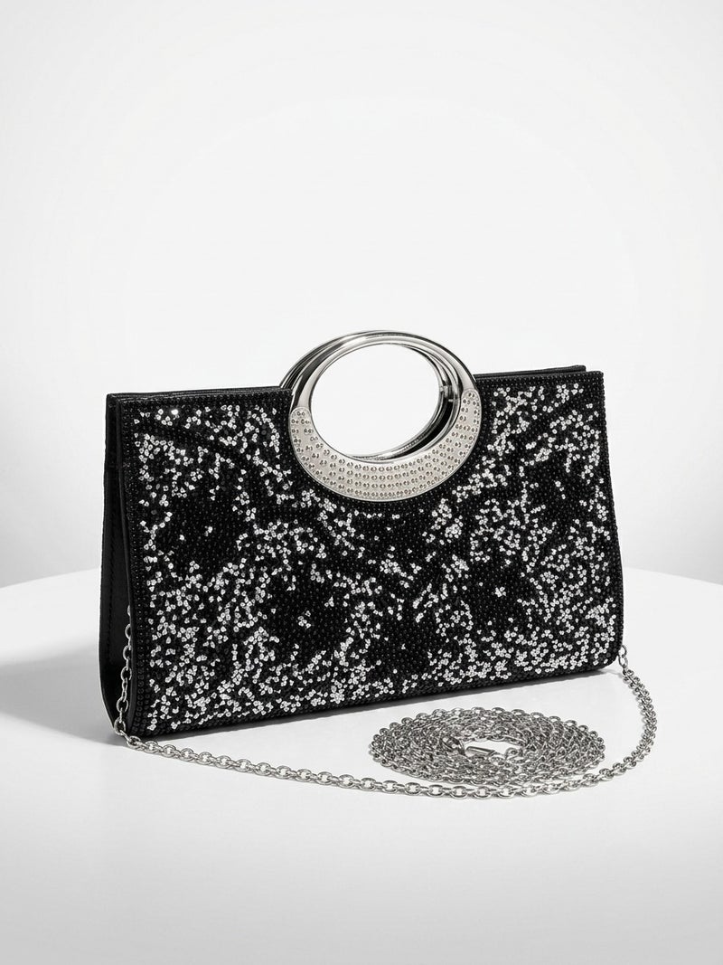 Viny Women's Luxury Crystal Clutch – Rhinestone Embellished with Crystal Ring Handle & Kiss Lock - Image 4
