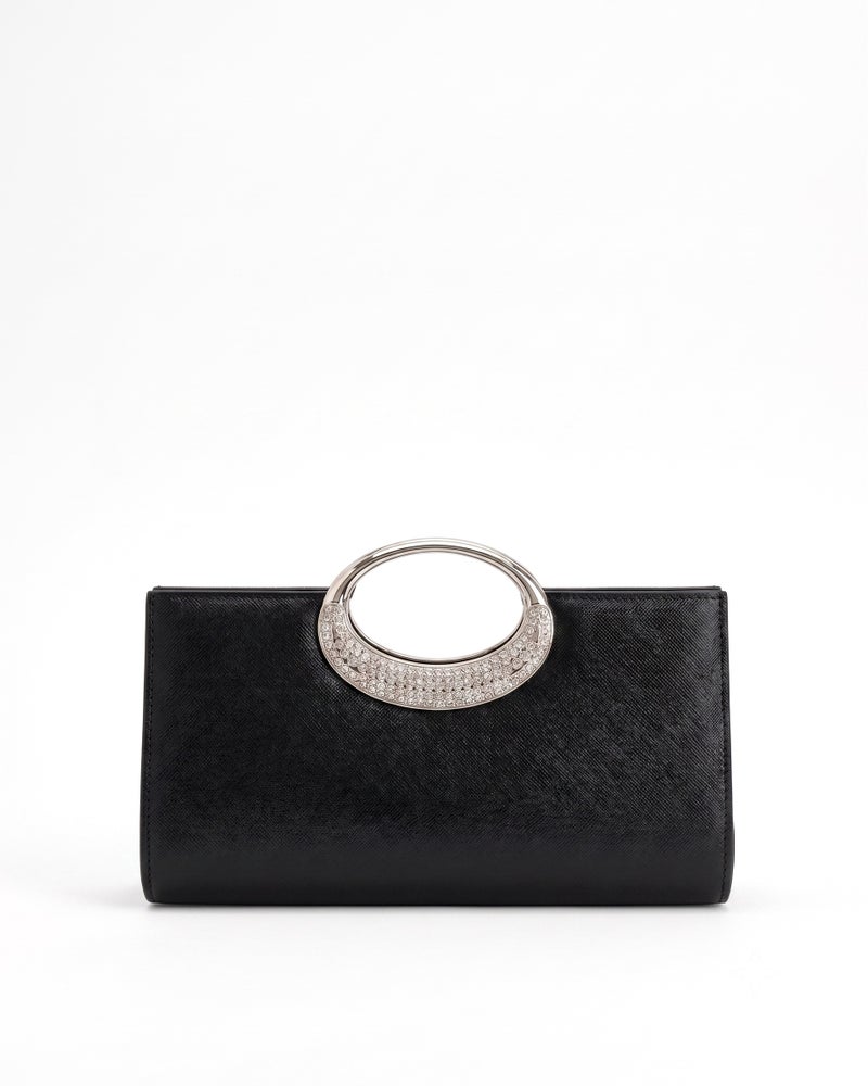 Viny Women's Luxury Crystal Clutch – Rhinestone Embellished with Crystal Ring Handle & Kiss Lock - Image 3