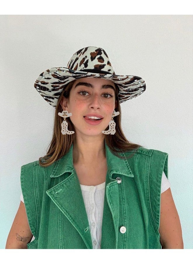 ARATLENCH Beaded Cowboy Earrings Sparkly Rhinestone Bead Boots Hat Dangle Earrings For Women Girls Fun Western Country Cowgirl Let’S Go Girls Vacation Drop Dangling Earrings Jewelry Gifts Metal Rhinestone - Image 3