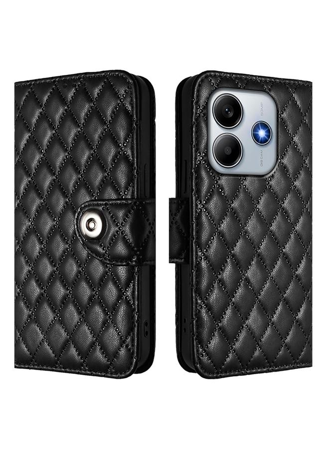 S-TOP Case For Redmi Note 14 5G Global Rhombic Texture Flip Leather Phone Case with Lanyard - Image 2