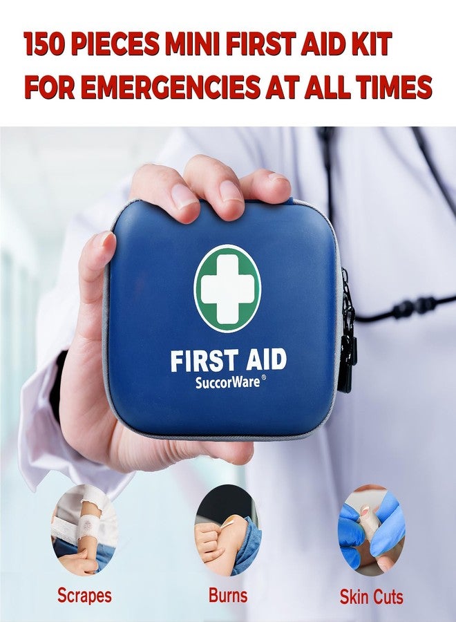 SuccorWare 150 Pieces Mini First Aid Kit - Small Medical Kit with Hard Shell - Emergency First Aid Kit for Car, Travel, Home, Outdoor, Office, Camping, Hiking (Blue) - Image 5