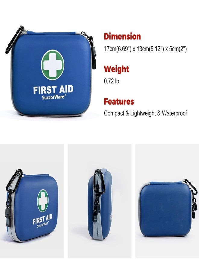 SuccorWare 150 Pieces Mini First Aid Kit - Small Medical Kit with Hard Shell - Emergency First Aid Kit for Car, Travel, Home, Outdoor, Office, Camping, Hiking (Blue) - Image 3
