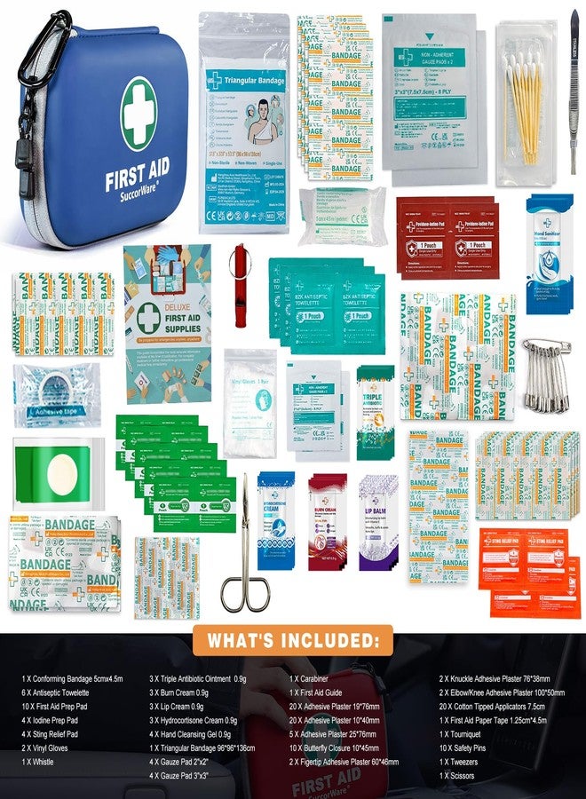 SuccorWare 150 Pieces Mini First Aid Kit - Small Medical Kit with Hard Shell - Emergency First Aid Kit for Car, Travel, Home, Outdoor, Office, Camping, Hiking (Blue) - Image 2
