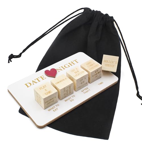 HBYDO Date Night Dice, Fun Wooden Date Night Ideas with Bag for Adults Couples Husband Wife, Couples Dice Game for Date Night Anniversary Christmas Birthday Valentine Gifts - Image 1