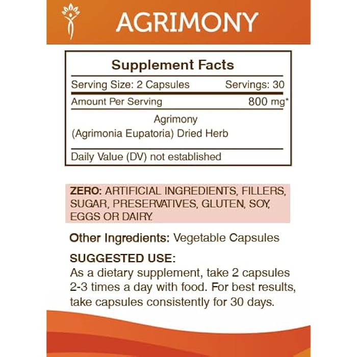 Secrets of the Tribe Agrimony 60 Capsules, 800 mg, Agrimony (Agrimonia Eupatoria) Dried Herb (60 Capsules) - Image 3