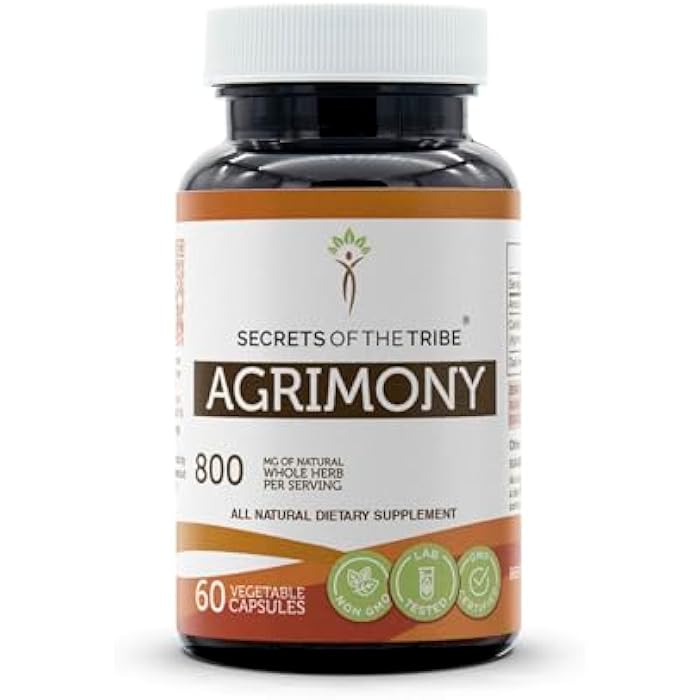 Secrets of the Tribe Agrimony 60 Capsules, 800 mg, Agrimony (Agrimonia Eupatoria) Dried Herb (60 Capsules) - Image 1