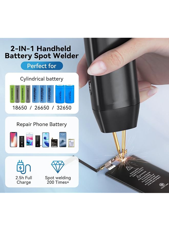 erorex Battery Spot Welder Handheld Spot Welder 11 Gear Adjustable Automatic And Manual Modes Battery Welder For 18650 Battery Laser Welding Machine Nickel Sheets Iron Stainless Steel - Image 3