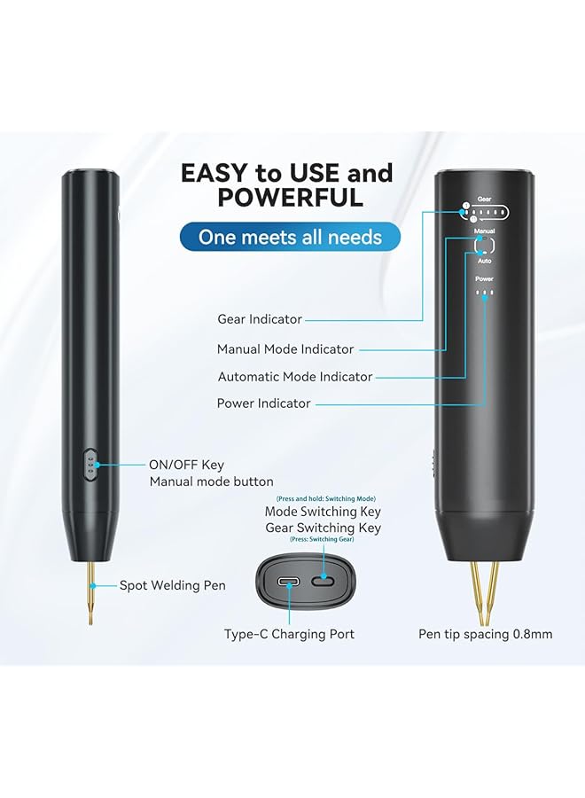 erorex Battery Spot Welder Handheld Spot Welder 11 Gear Adjustable Automatic And Manual Modes Battery Welder For 18650 Battery Laser Welding Machine Nickel Sheets Iron Stainless Steel - Image 4