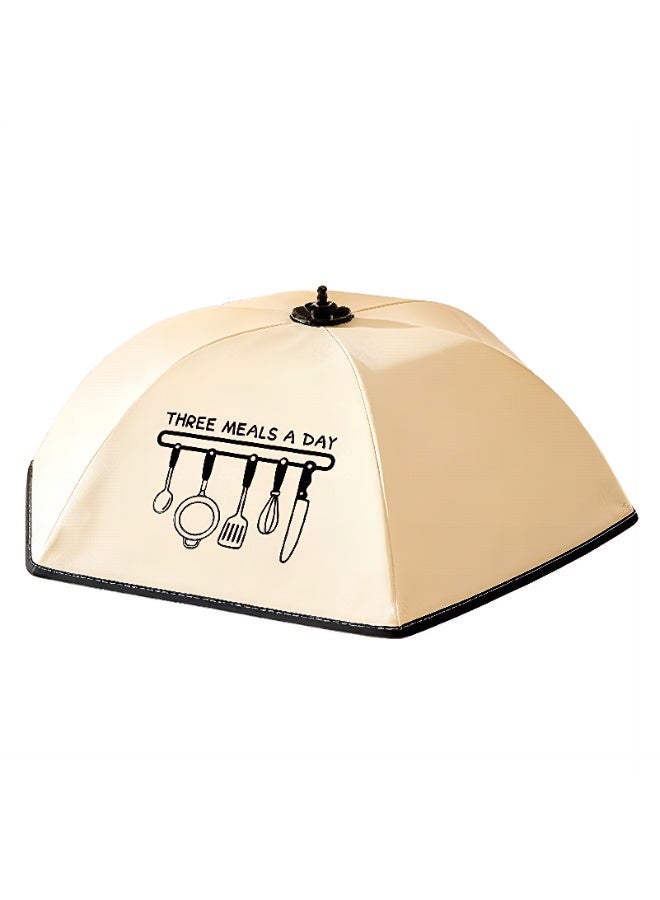 ValueHut Foldable Insulated Food Cover Tent, 80x80cm Large Thermal Food Protector Umbrella with 3-Layer Aluminum Foil to Keep Warm, Dustproof & Fly Proof for Dining Table, Family Gatherings and Picnics, Beige - Image 1
