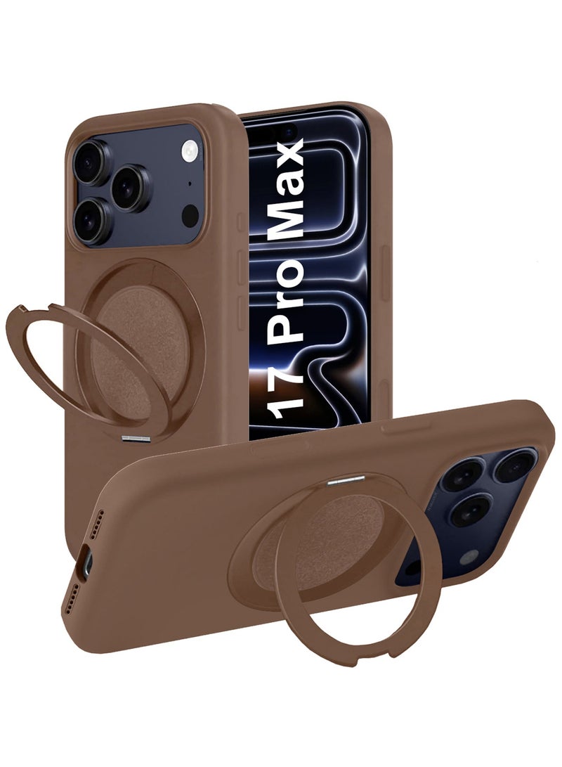CATANES 3 Packs Magsafe Case for iPhone 17 Pro Max - One Case Two 3D Screen Protectors - with 360° Spin Magnetic Stand Holder Soft Liquid Silicone Cozy Grip Full Camera Protection Non-Slip Phone Cover - Image 2