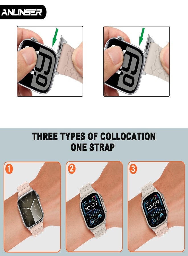 Anlinser Compatible with Apple Watch Strap 42mm 41mm 40mm 38mm, Double Side Reversible Magnetic Band for iWatch SE Series 10 9 8 7 6 5 4 3 (Starlight/Pink) - Image 3