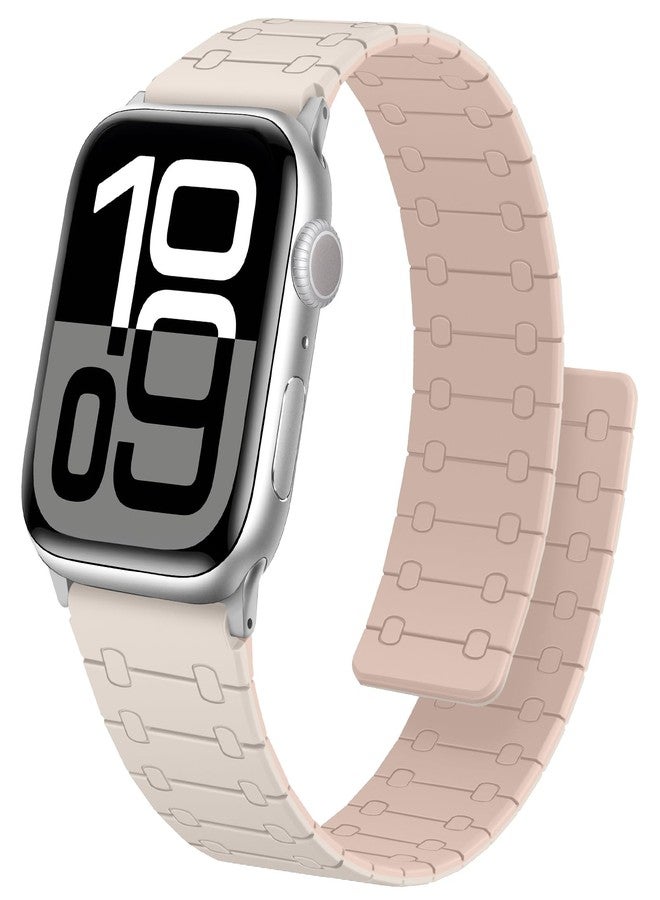 Anlinser Compatible with Apple Watch Strap 42mm 41mm 40mm 38mm, Double Side Reversible Magnetic Band for iWatch SE Series 10 9 8 7 6 5 4 3 (Starlight/Pink) - Image 1