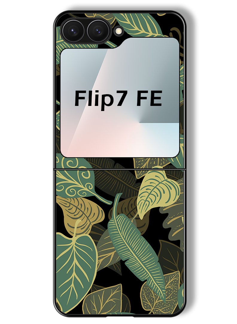 Theodor Case Compatible with Samsung Galaxy Z Flip 7 FE 6.7 Inch Protection Shockproof Bumper Cover leaves_patterns_texture - Image 1
