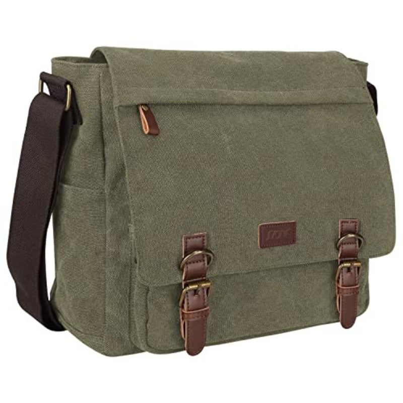 Large Men Crossbody Messenger Shoulder Bag Fit for 15.6 Inch Laptop Canvas Briefcase Satchel Large - Image 1