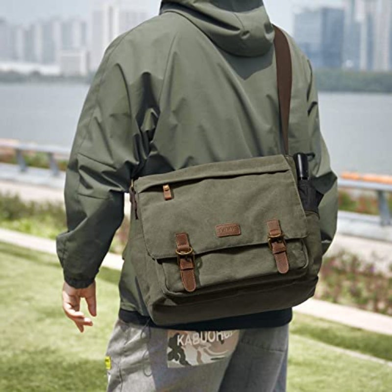 Large Men Crossbody Messenger Shoulder Bag Fit for 15.6 Inch Laptop Canvas Briefcase Satchel Large - Image 2