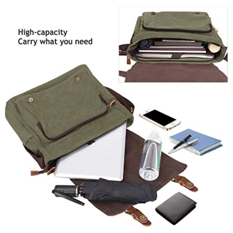 Large Men Crossbody Messenger Shoulder Bag Fit for 15.6 Inch Laptop Canvas Briefcase Satchel Large - Image 4