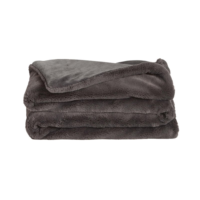 UnHide Lil Marsh  Faux Fur Blanket  Durable Lightweight Extra Soft Blanket  Machine Washable  Charcoal Charlie XSmall 34 x 44