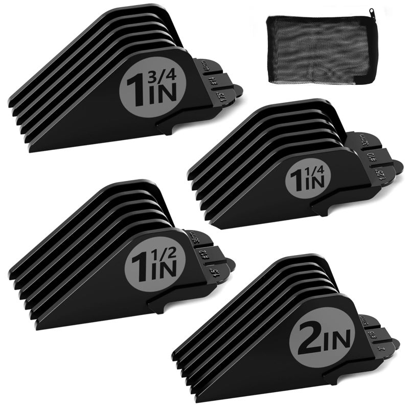 CR8GR8 Clipper Guards Set 10 12 14 16 Compatible with Wahl Clippers, 4pcs Extra Long Clipper Guides Replacement - 2", 1.75", 1.5", 1.25" Hair Guard Clipper, Black Clipper Guards for Wahl - Image 1
