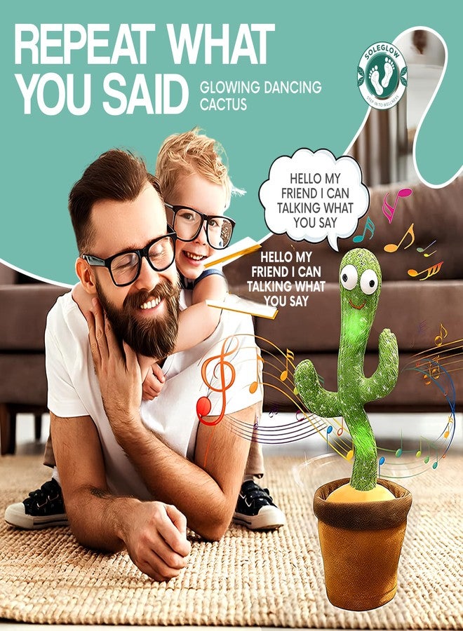 SOLEGLOW Rechargeable Toys Talking Cactus Baby Toys for Kids Dancing Cactus Toys Can Sing Wriggle & Singing Recording Repeat What You Say Funny Education Toys for Children Playing Home Decor for Kids - Image 4