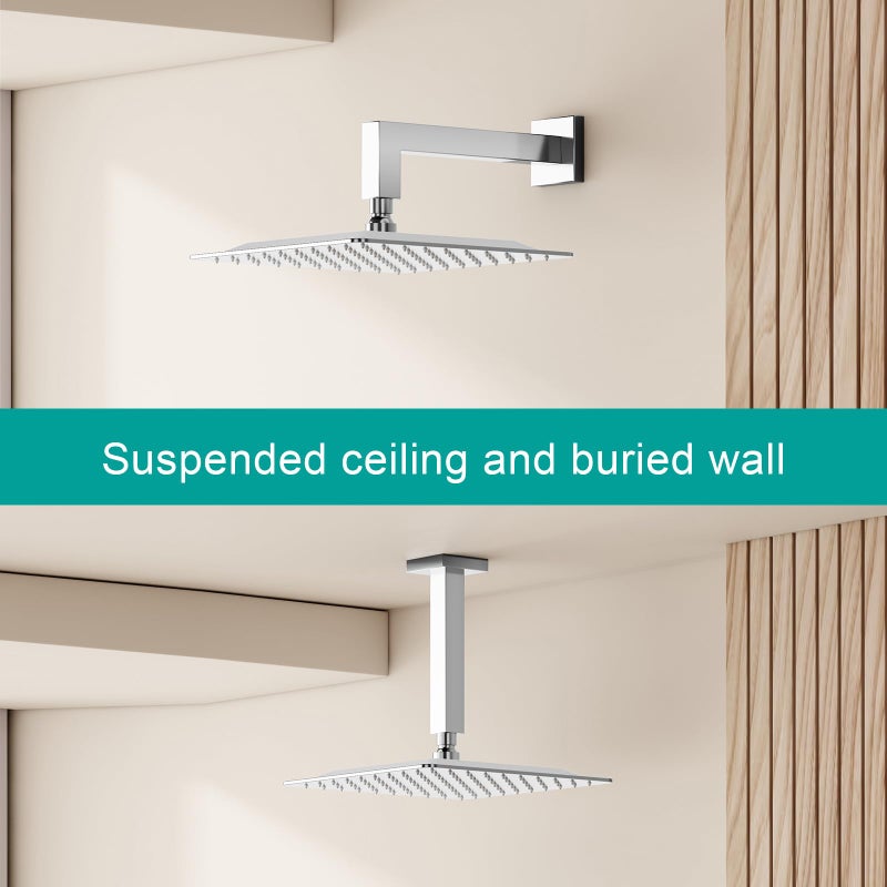 AULEEND Square Rain Shower Head, High Flow Stainless Steel,Work with any decorative styleï¼ŒAll Metal Rainfall Shower Head (Chrome, 10) - Image 3