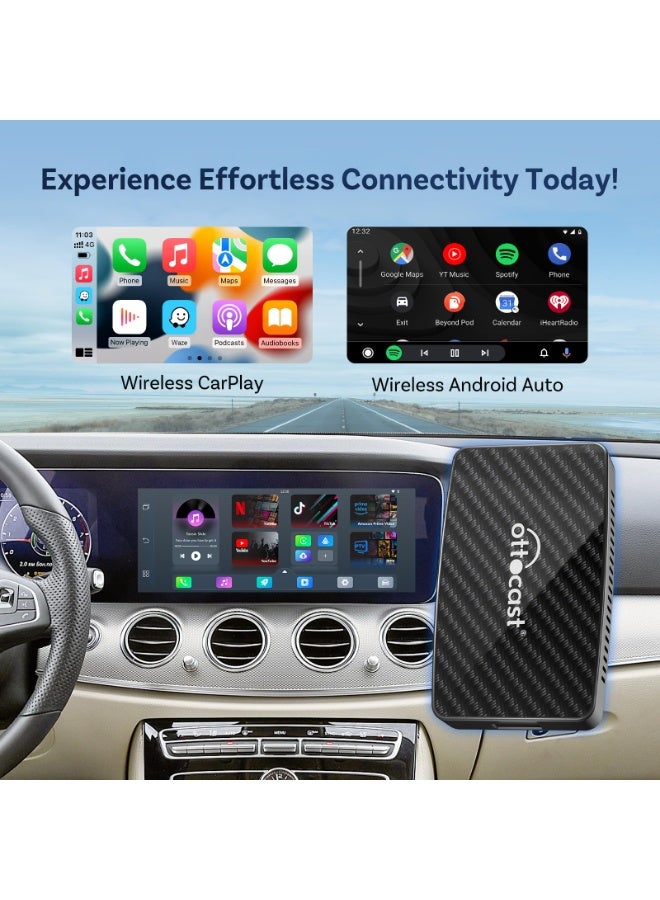 Ottocast Play2Video Pro, Android CarPlay Ai Box & Wireless CarPlay Adapter & Wireless Android Auto Adapter 3 in 1, Built-in YouTube, Netflix, IPTV, Tiktok, Prime Video, 5 Video APP - Image 2