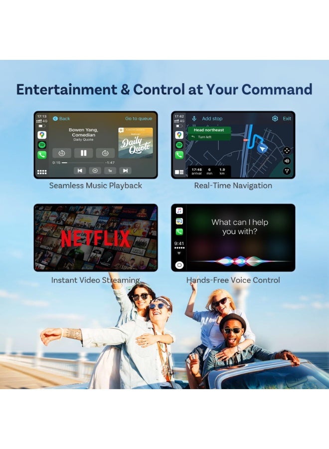 Ottocast Play2Video Pro, Android CarPlay Ai Box & Wireless CarPlay Adapter & Wireless Android Auto Adapter 3 in 1, Built-in YouTube, Netflix, IPTV, Tiktok, Prime Video, 5 Video APP - Image 3