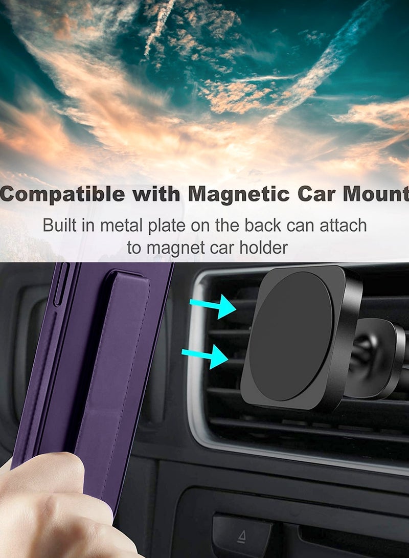 Wtech Hand Grip Foldable Magnetic Kickstand Wrist Strap Finger Grip With Built-in Iron Case Cover For Xiaomi Redmi A3 Purple - Image 3