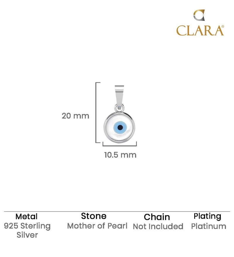 CLARA 925 Sterling Silver Evil Eye Pendant Necklace for Men & Women | With or Without Chain | Platinum Plated - Image 5