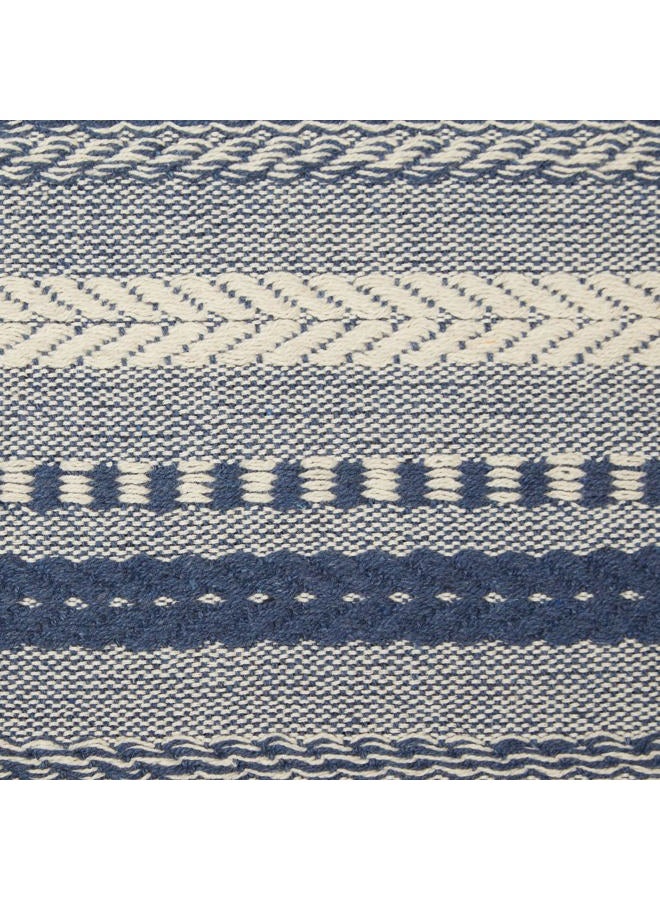 DII Farmhouse Braided Stripe Table Runner Collection, French Blue, 15x108" - Image 3