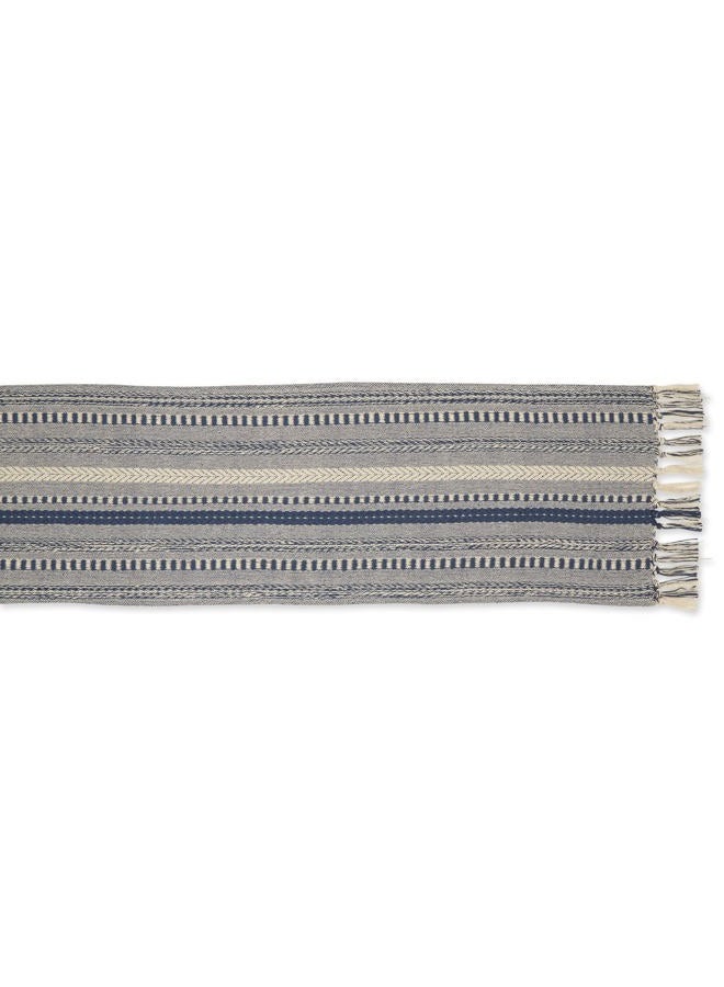 DII Farmhouse Braided Stripe Table Runner Collection, French Blue, 15x108" - Image 2