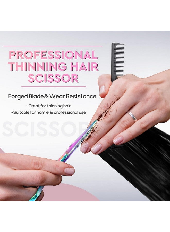 JASON Hair Cutting Scissors Set - Professional 10 PCS Haircut Scissors kit, Texturizing Scissors with 30 Teeth, Straight Shears for Barber, Hairdresser, Men, Women, Stylist (6.7", Rainbow) - Image 3