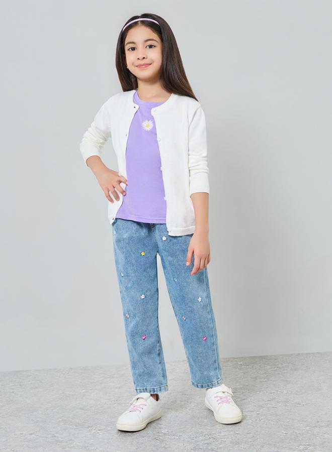 Styli Girls White Knit Cardigan - Image 2