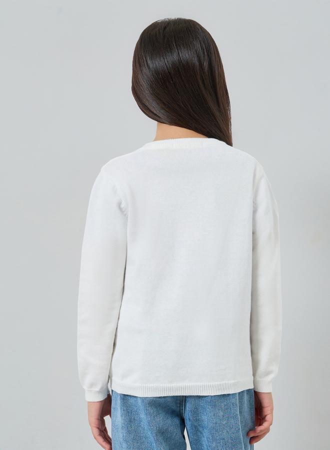 Styli Girls White Knit Cardigan - Image 5