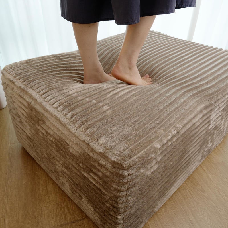 Jingling 37.4" Rectangle Ottoman Foot Rest for Couch - Corduroy Upholstered Compressed Memory Foam, Cloud Ottoman for Modular Sectional, No Assembly Required, DIY Combination, Camel - Image 4
