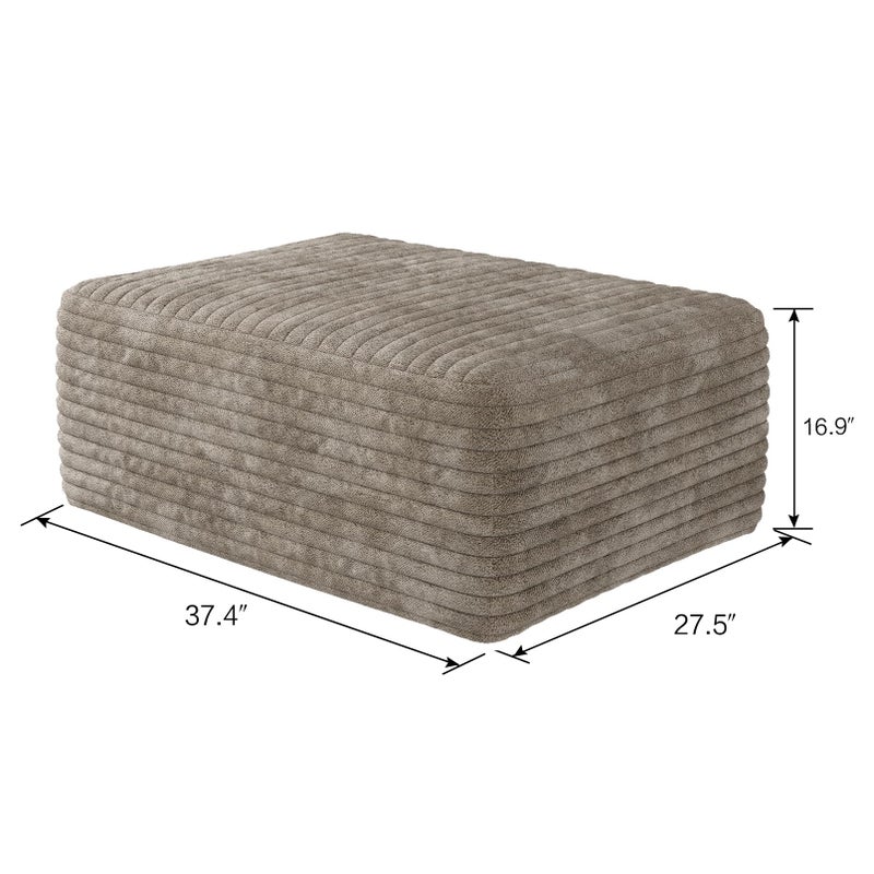 Jingling 37.4" Rectangle Ottoman Foot Rest for Couch - Corduroy Upholstered Compressed Memory Foam, Cloud Ottoman for Modular Sectional, No Assembly Required, DIY Combination, Camel - Image 3