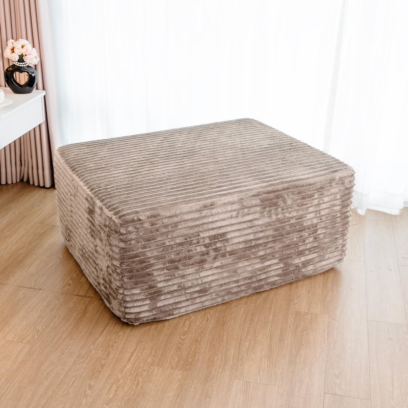 Jingling 37.4" Rectangle Ottoman Foot Rest for Couch - Corduroy Upholstered Compressed Memory Foam, Cloud Ottoman for Modular Sectional, No Assembly Required, DIY Combination, Camel - Image 2