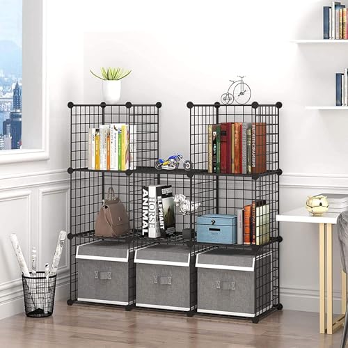 Snazzy Wire Cube Storage, 9-Cube Organizer Metal, Wire C Grids Storage, Storage Bins Shelf, Modular Bookshelf, Closet Cabinet Ideal for Home, Living Room, Office 36.6”L x 12.4”W x 48.4”H Black - Image 3