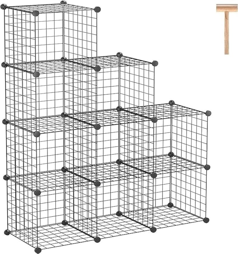 Snazzy Wire Cube Storage, 9-Cube Organizer Metal, Wire C Grids Storage, Storage Bins Shelf, Modular Bookshelf, Closet Cabinet Ideal for Home, Living Room, Office 36.6”L x 12.4”W x 48.4”H Black - Image 1