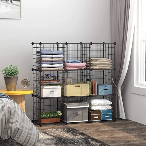 Snazzy Wire Cube Storage, 9-Cube Organizer Metal, Wire C Grids Storage, Storage Bins Shelf, Modular Bookshelf, Closet Cabinet Ideal for Home, Living Room, Office 36.6”L x 12.4”W x 48.4”H Black - Image 5