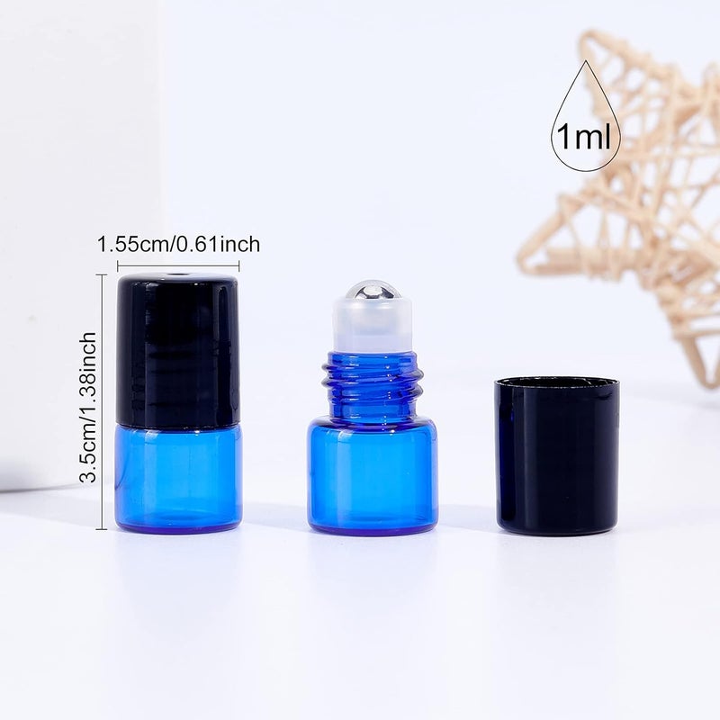 BENECREAT 30 Pack 0.5ml Blue Glass Roll-On Bottles Essential Oil Roll-On Bottles with Stainless Steel Roller Balls - Image 2