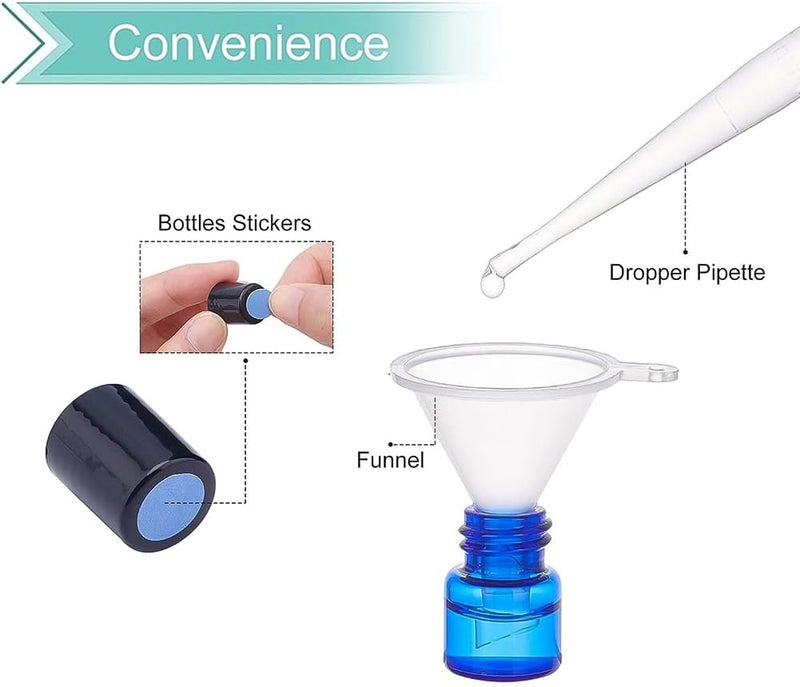 BENECREAT 30 Pack 0.5ml Blue Glass Roll-On Bottles Essential Oil Roll-On Bottles with Stainless Steel Roller Balls - Image 4