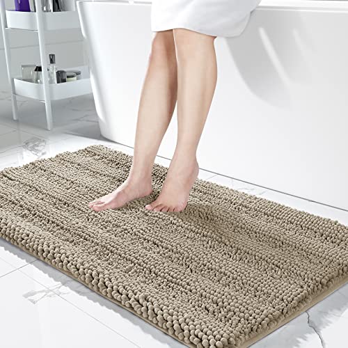 Yimobra Bathroom Rug Mat 44 x 24 Non Slip and Super Absorbent Bath MatMachine Washable Quick DryUltra Plush Chenille Shower Rugs for Bathroom Floor Sink Tub and Shower OutsideCamel