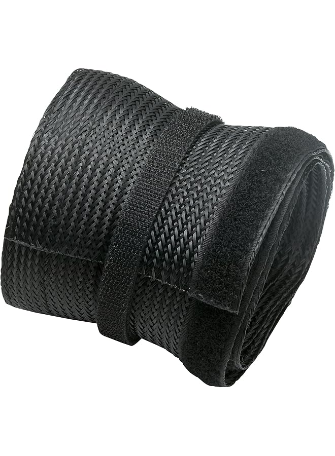 GameOn Flexible Cable Wrap Sleeve 100 Cm X 8.5 Cm Polyester Organizer Reusable Hook And Loop Fastener For Wire Management In Home Office And Gaming Setup Black  - Image 2