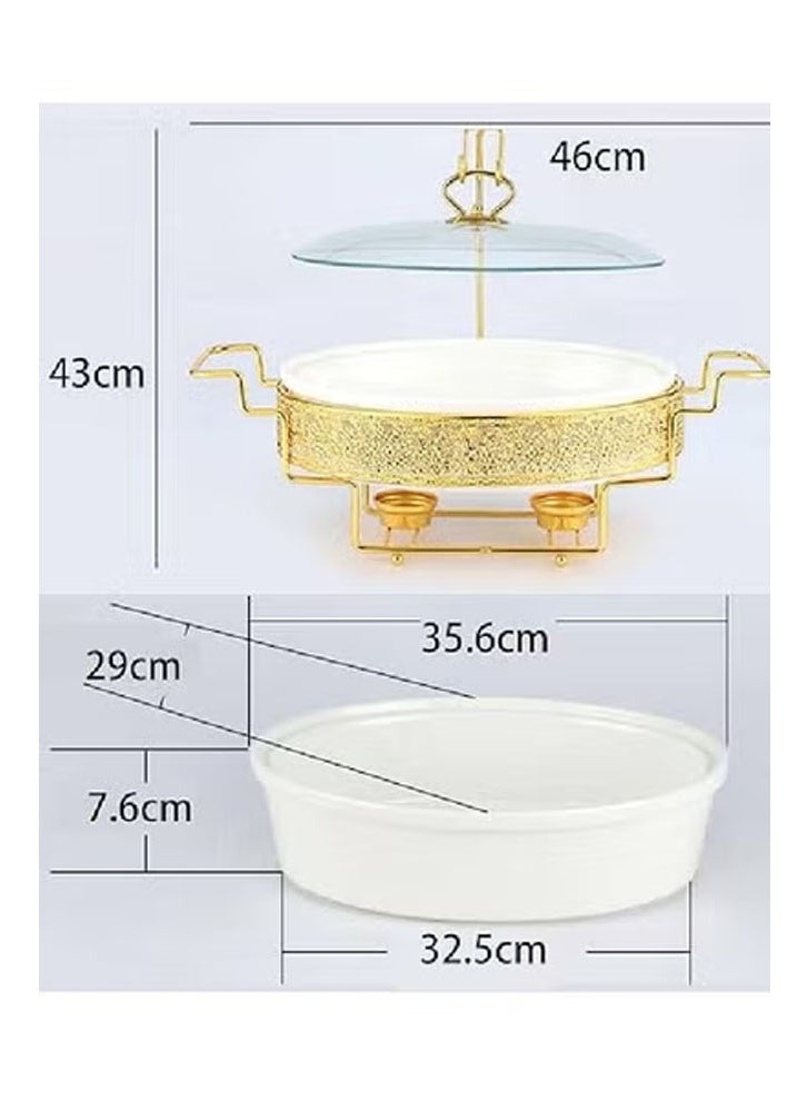 كيكي طبق تقديم أنيق متعدد الأقسام مع لمسات ذهبية وغطاء شفاف - Image 4